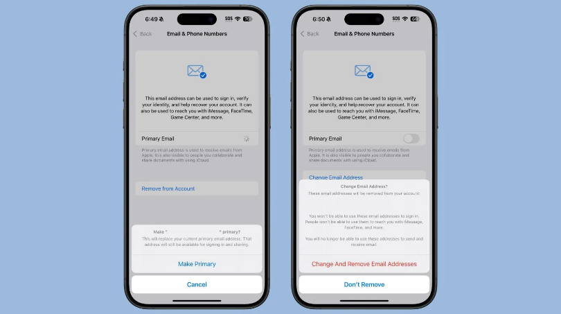 云和苹果手机维修分享苹果 iOS 18.1 支持设置“主要”邮箱地址并更改 iCloud 邮箱 