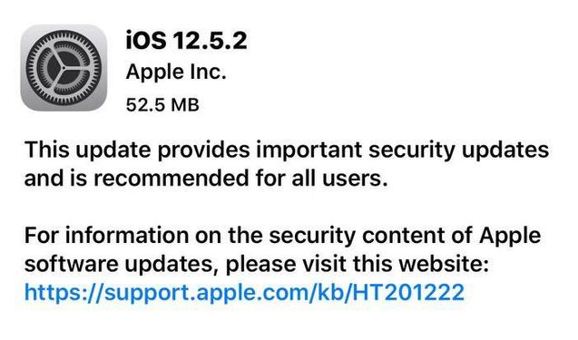 云和苹果手机维修分享iOS12.5.2发布，建议所有老苹果用户安装 